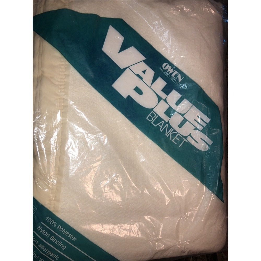 Owen Cottagecore Blanket King/Queen Made In USA Bone Polyester Nylon Binding Vtg